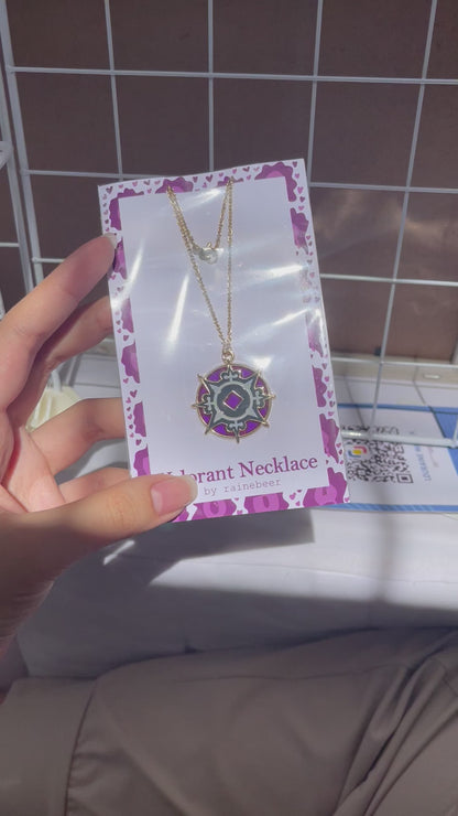 Valorant Reyna Necklace Pendant Glow in the Dark Hard Enamel with Stained Glass Hypoallergenic